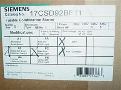 Image SIEMENS Combo Motor Starter 17CSD92BF11 Unused - 2 from Bid-on-Equipment.com