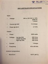 Image PILLAR 2Kw Unifoiler Induction Sealer - 5 from Bid-on-Equipment.com