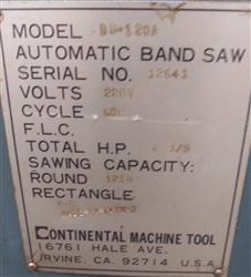 Image CONTINENTAL MACHINE TOOL Horizontal Band Saw - 4 from Bid-on-Equipment.com