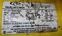 Image 3 Ton YALE LIFT-TECH BUDGIT Man Guard Electric Chain Hoist with Motor Driver Trolly - 13 from Bid-on-Equipment.com