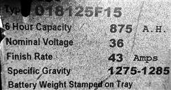 Image HAWKER Hilo/Lift Truck Battery - Model18-125-15, 36V - 3 from Bid-on-Equipment.com