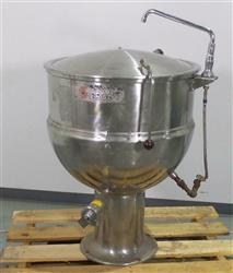 Image 40 Gallon GROEN PT-40 Stationary Direct Steam Kettle with Stainless Steel Cover, T&S Faucet - 2 from Bid-on-Equipment.com