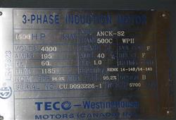 Image 1500 HP WESTINGHOUSE Electric Motor - 4000 Volt, 1200 RPM - 3 from Bid-on-Equipment.com