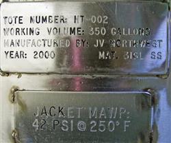 Image 350 Gallon NORTHWEST Tank 001 - 316L Stainless Steel Jacketed Tank - 2 from Bid-on-Equipment.com