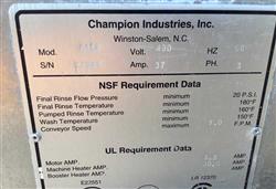 Image CHAMPION 64KB Dishwasher - 2 from Bid-on-Equipment.com