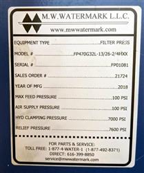 Image M.W. WATERMARK FP470G32L-13/16-4MXX Filter Press - 18.5in X 18.5in  - 6 from Bid-on-Equipment.com