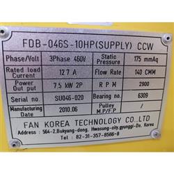 Image FAN KOREA TECHNOLOGY CO. Cooling Fan Blower with 10 HP Explosion Proof Motor - 5 from Bid-on-Equipment.com