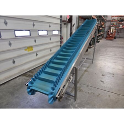 Item 15in W X 13.5ft L Cleated Slider Bed Incline Belt Conveyor - Stainless Steel from Bid-on-Equipment.com